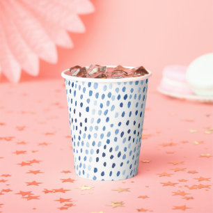 Indigo blue watercolor polka dots shibori japanese paper cups