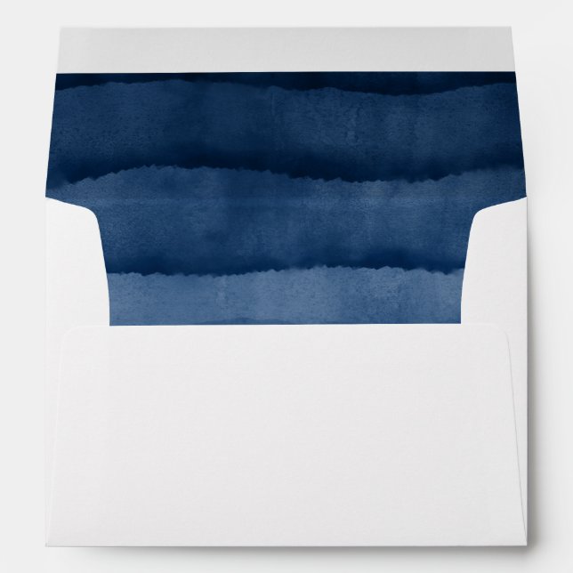 Indigo Blue Watercolor Wedding Envelope (Back (Bottom))