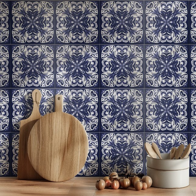 Indigo Blue White Azulejo Mediterranean  Tile (Creator Uploaded)