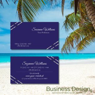 Indigo Blue with Silver Lines Classy and Elegant Business Card