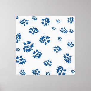 Indigo Botanical Bubbles Pattern Canvas Print