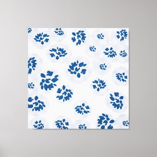 Indigo Botanical Bubbles Pattern Canvas Print (Front)