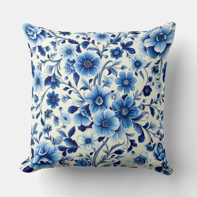 indigo botanical garden pillow (Front)