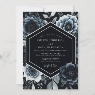 Indigo Botanical Romantic Wedding Invitation
