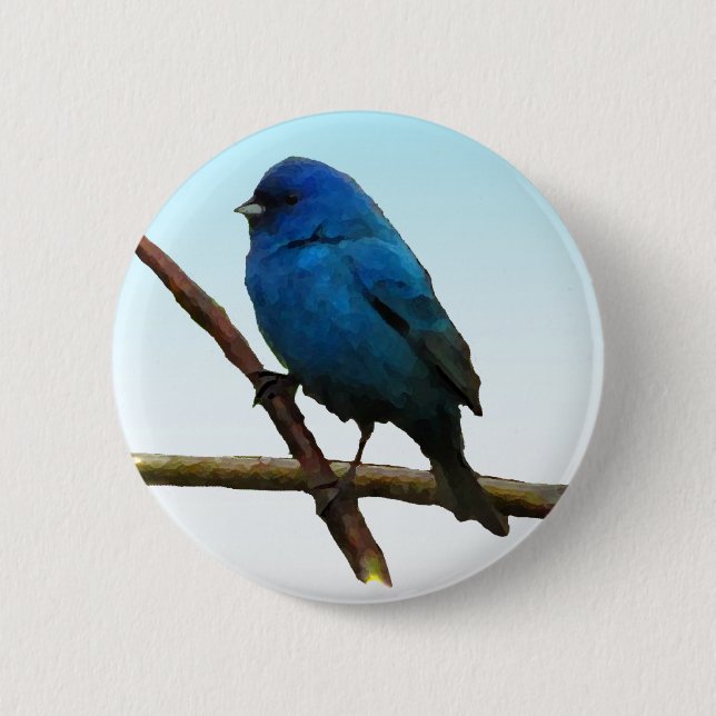 Indigo Bunting 2 Inch Round Button (Front)