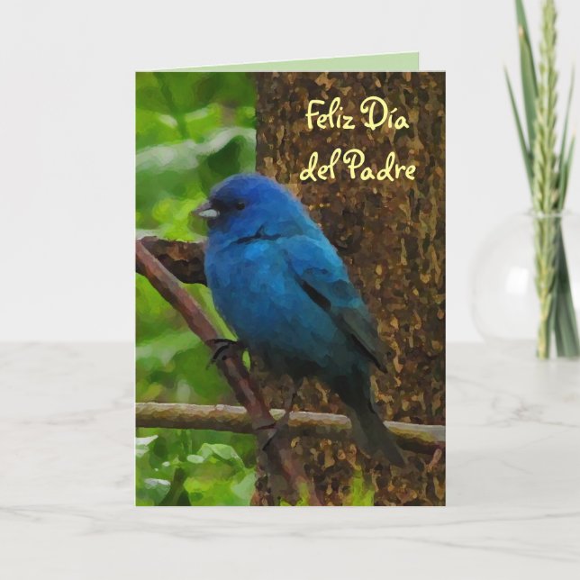 Indigo Bunting Día  del Padre Card (Front)