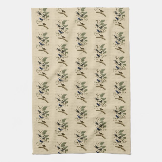 Indigo Bunting from Audubon's Birds of America Kitchen Towel (Vertical)