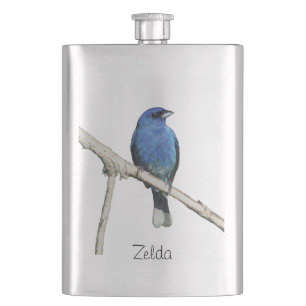 Indigo Bunting Hip Flask