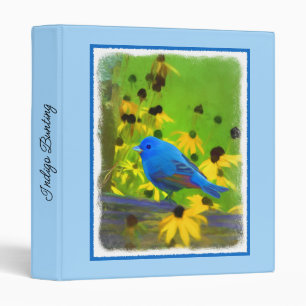 Indigo Bunting Painting - Original Bird Art Binder