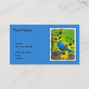 Indigo Bunting Painting - Original Bird Art Business Card