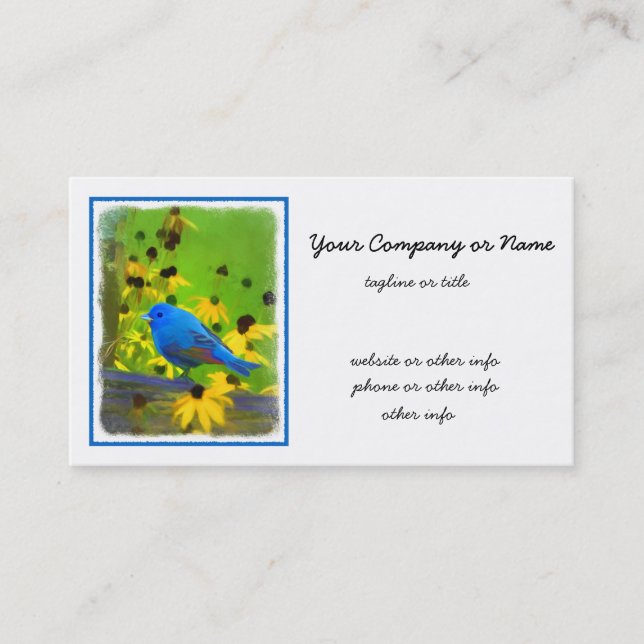 Indigo Bunting Painting - Original Bird Art Business Card (Front)