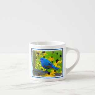 Indigo Bunting Painting - Original Bird Art Espresso Cup