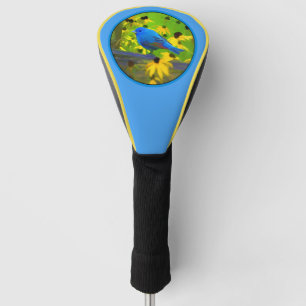 Indigo Bunting Painting - Original Bird Art Golf Head Cover