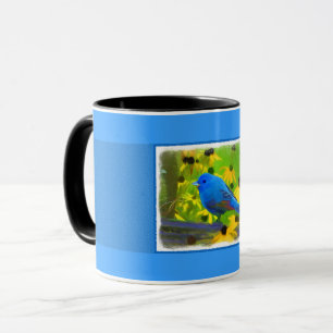 Indigo Bunting Painting - Original Bird Art Mug
