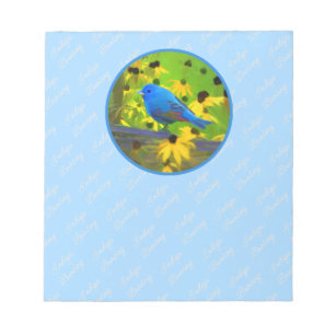 Indigo Bunting Painting - Original Bird Art Notepad