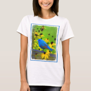 Indigo Bunting Painting - Original Bird Art T-Shirt