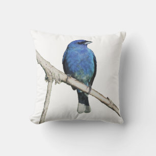 indigo bunting throw pillow