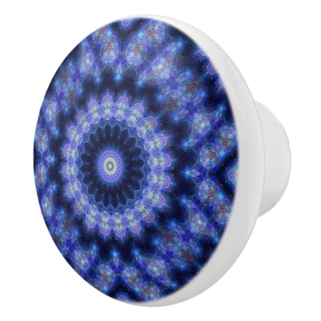 Indigo Cobalt Blue Mandala Abstract Patterned Knob (Right)