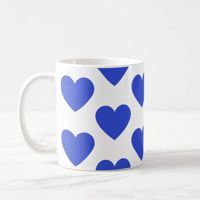 Indigo coeur bleu amusant café blanc tasse (Gauche)