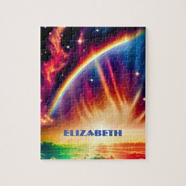 Indigo Cosmos Unleashes Rainbow Vibrant Sky Lights Jigsaw Puzzle (Vertical)