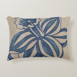 Indigo Daffodil Decorative Pillow