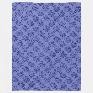 Indigo dark blue striped circle pattern on blue fleece blanket