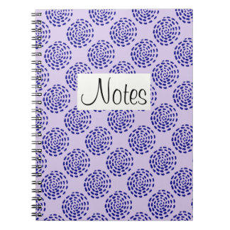Indigo dark blue striped circle pattern on purple notebook