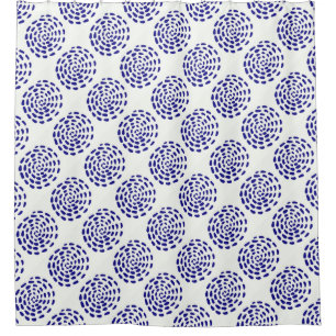 Indigo dark blue striped circle pattern on white