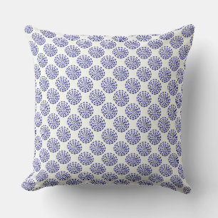 Indigo dark blue striped circle pattern throw pillow