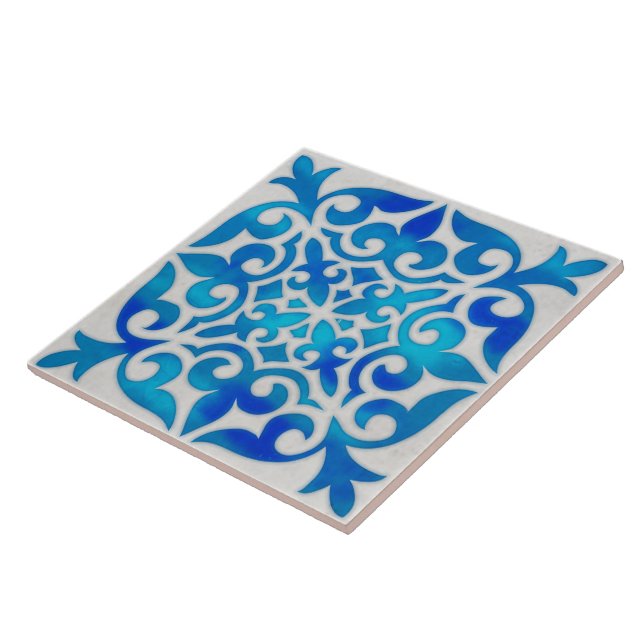 Indigo decorative ceramic tile (Side)