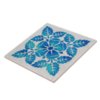 Indigo decorative ceramic tile