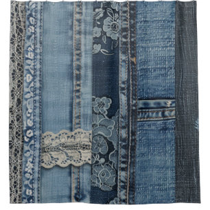 Indigo Denim Lace Stripe Pattern