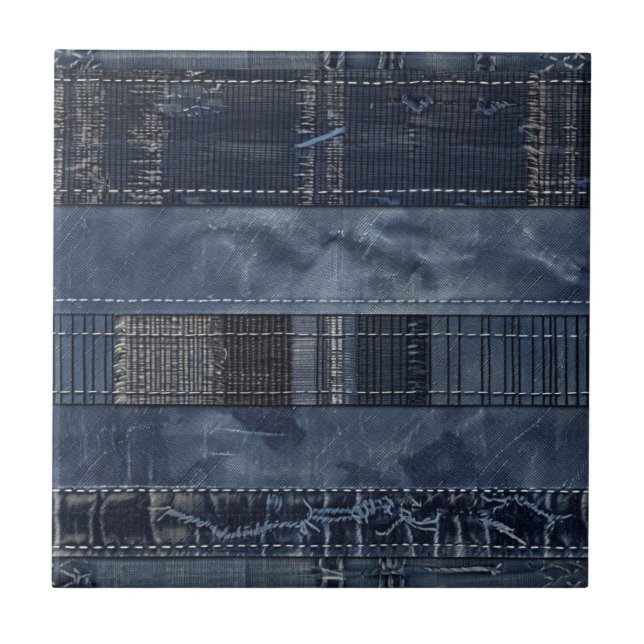 Indigo Denim Patchwork Seamless Pattern (2) Tile (Front)