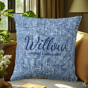 Indigo Denim Texture   Custom Rustic Home Decor Throw Pillow