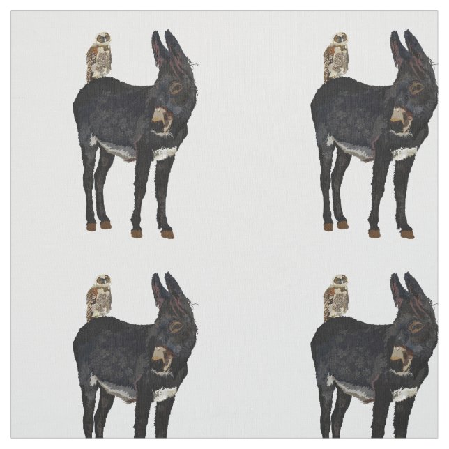 INDIGO DONKEY & OWL Fabric (Swatch)