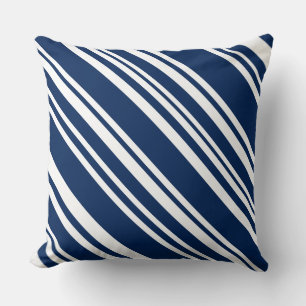 Indigo et White Modern Stripe Coussin