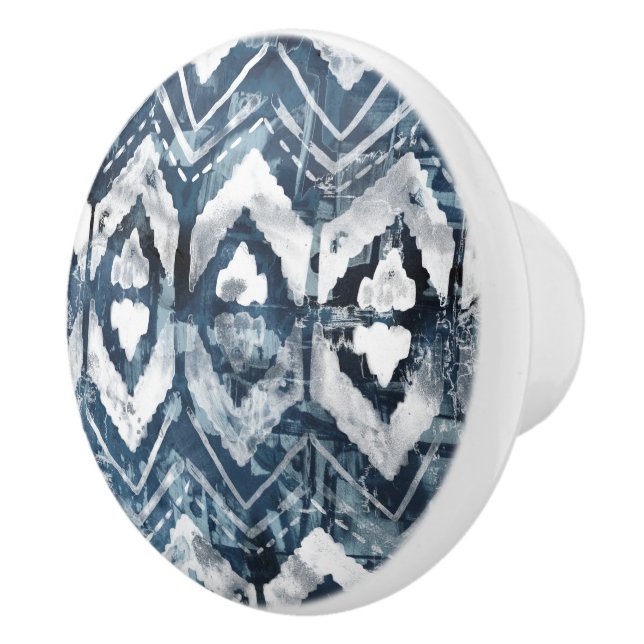 Indigo Extraction - Geometric Ceramic Knob (Right)