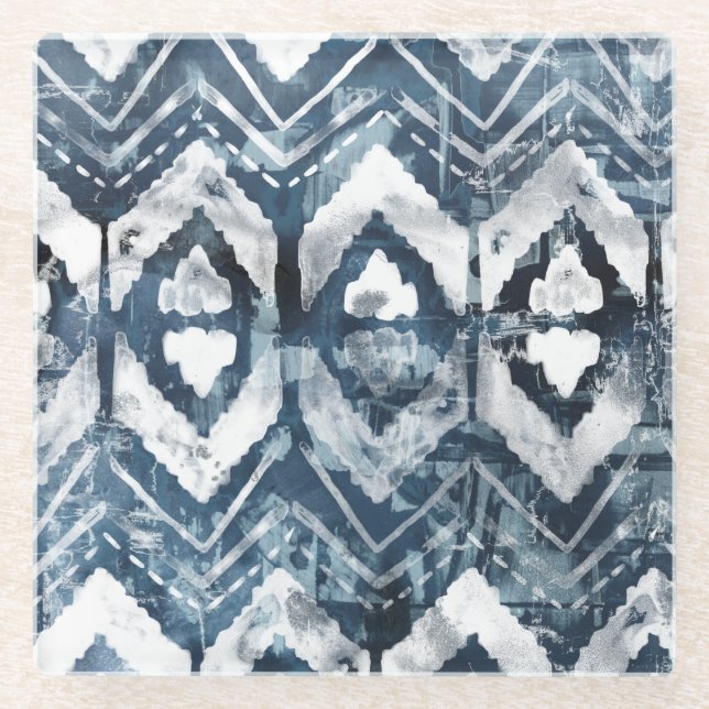 Indigo Extraction - Geometric Glass Coaster (Front)
