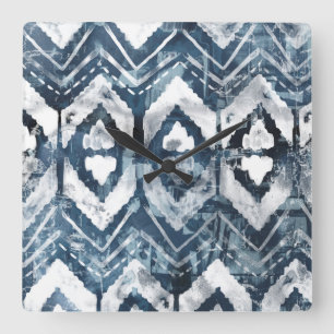 Indigo Extraction - Geometric Square Wall Clock