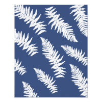 Indigo Fern White Plant Botanical Painting