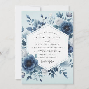 Indigo Floral Ethereal Wedding Invitation