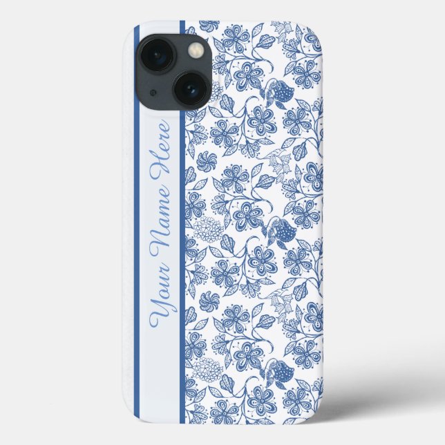 Indigo Floral Faux Lace coque ipad (Verso)