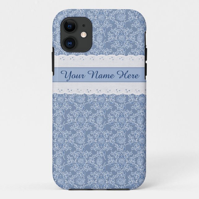 Indigo Floral Faux Lace iPhone 5/5s Coque (Dos)