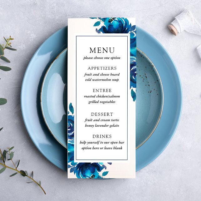 Indigo Floral Wedding Menu (Creator Uploaded)
