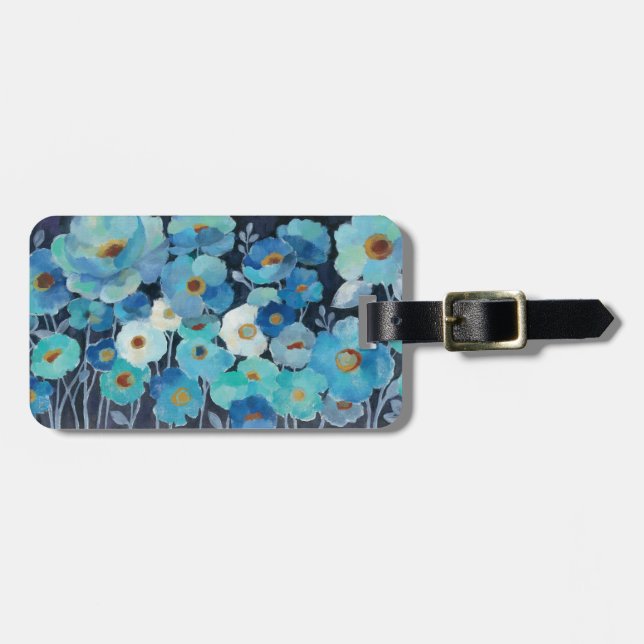 Indigo Flowers Luggage Tag (Front Horizontal)
