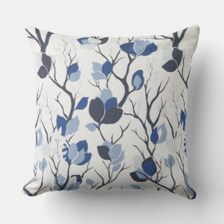 Indigo Foliage Designer Outdoor Accent Pillow