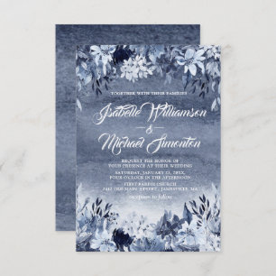 Indigo Garden Modern Watercolor Wedding Invitation