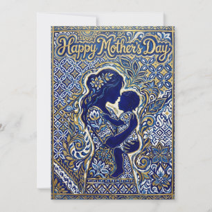 Indigo & Gold — Batik Tile Mother Mother's Day Card