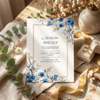 Indigo Gold Vein Ethereal Botanical Frame Wedding