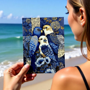 Indigo Golden Parakeets Postcard